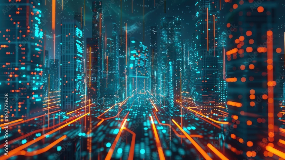 Poster virtual ai analyzing smart city data streams and urban connectivity