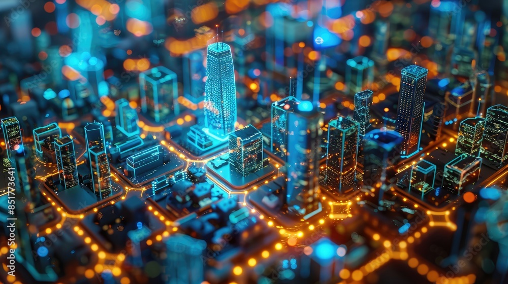 Poster virtual ai interface analyzing smart city operations and urban planning data