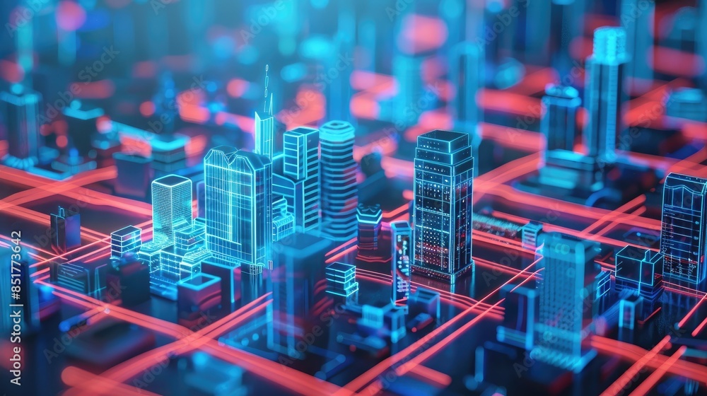 Poster virtual ai interface analyzing smart city operations and urban planning data