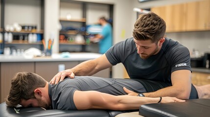 Massage Therapist Providing Hands-On Technique to Relax Athlete's Back
