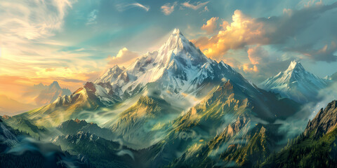 Mountain wallpaper, snowy mountains forest and gorge