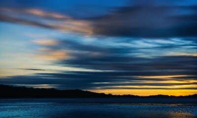 sunset over the river