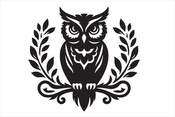 Fototapeta premium eagle owl with wings silhouette vector artwork