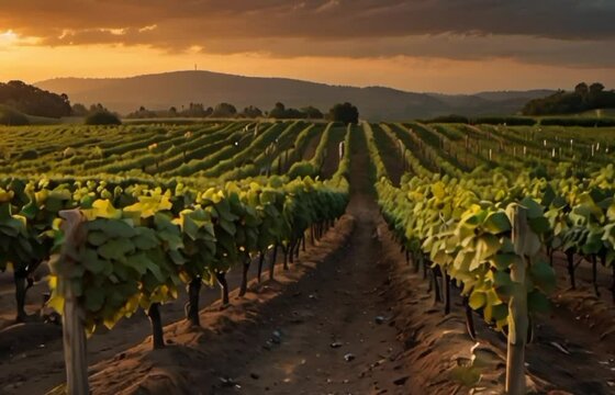 vineyard view, 4K seamless looping virtual video animation background
