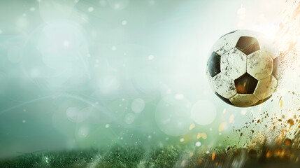 Fototapeta premium un fondo claro con espacio para copiar con un balon de futbol soccer impulsando el deporte y la actividad física esfuerzo y recreacion 