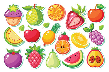 colorful abstract vector of fresh fruit. logo set bundle.