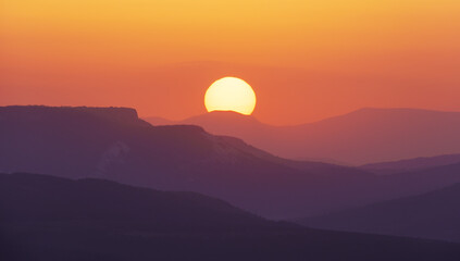 Sun and mountain on sunrise