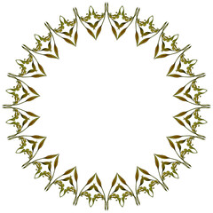 Watercolor wreath woven of intricate triangular leaves on a transparent background