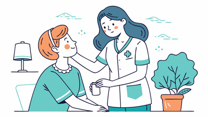 nurse-helping-patient-hand-drawn-style-line-art