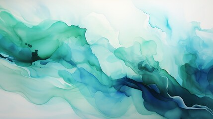Abstract art with flowing turquoise, teal and blue colors.