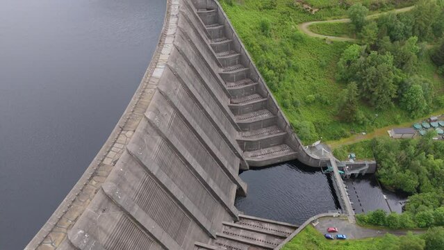 Aerial view of the Llyn Clywedog Dam in Central Wales 