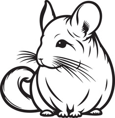 Chinchilla silhouette outline vector illustration.