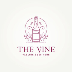 minimalist wine bar continuous line drawing icon logo vector illustration design. simple modern restaurant, bar, cafe logo concept