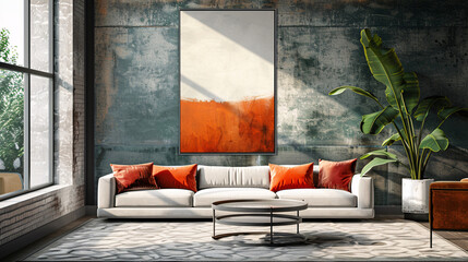 Blank wall art template with a modern abstract design, perfect for a contemporary interior