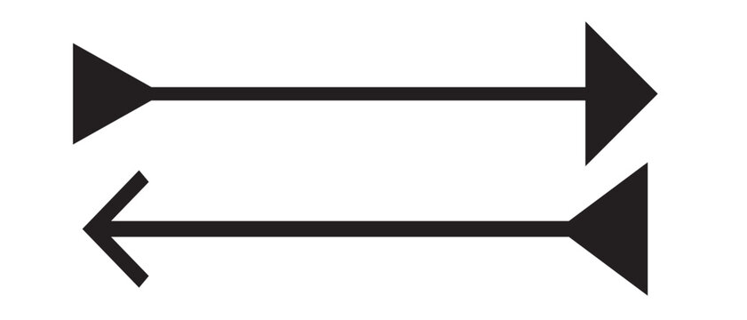  Black horizontal long double arrow. long arrows left and right in flat style. arrows vector illustration. Double hade arrow, double arrow icon isolated, curser arrow.
