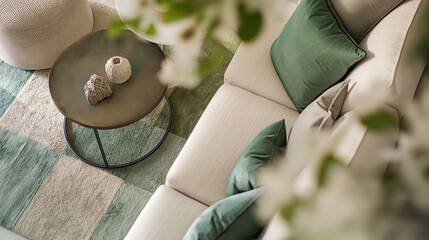 Stylish Living Room with Green Accents