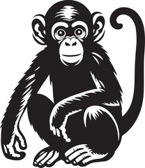 Bonobo monkey silhouette vector illustration.