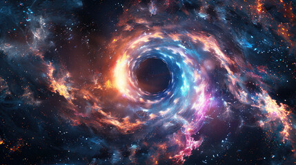 The image is an artist's rendering of a black hole.