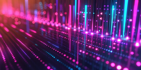 Obraz premium Abstract background with equalizer effect. neon lights. sound waves