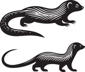 Mongoose baby silhouette vector illustration set.