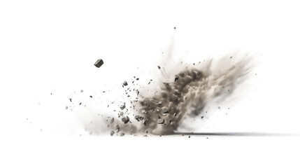 Fototapeta premium A close-up shot of a small explosion with dust and debris flying through the air
