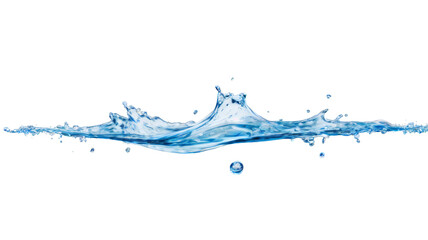 Blue water swirl splash with little bubbles isolated on clear png background, liquid flowing in form of wave. Water Form background