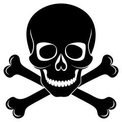 silhouette-of-skull-and-bones-on-white-background