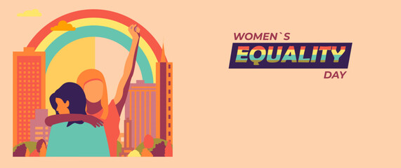 Women's Equality Day.Vector illustration in flat style. A celebration of feminism. Template for a poster,banner, postcard. 