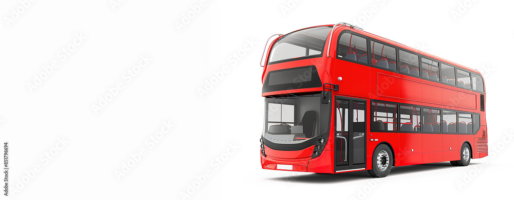 Poster red double-decker bus on a white background with space for text.