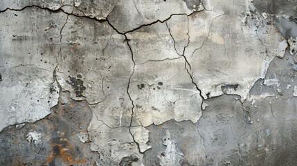 Photograph of an aged concrete wall with weathered textures and cracks.