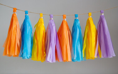 bright paper tassel garland for holiday decor