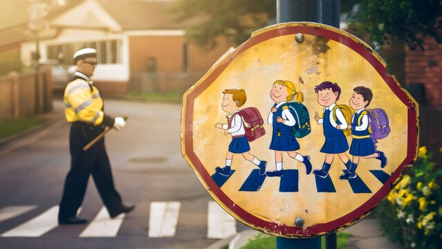 Whimsical School Children Crossing Sign