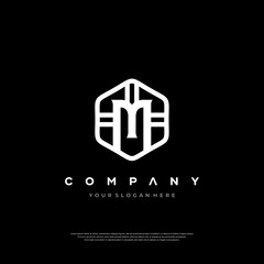 alphabet letter M monogram logo, gold color elegant classical