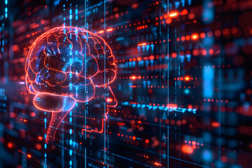 Obraz premium Neon waves, dots, vibrant colors, and dynamic patterns in mesmerizing digital art