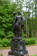 Fototapeta premium The Three Graces statue in the Upper Park of Oranienbaum