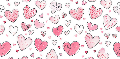 Sweet Love: Seamless Pink Doodle Hearts Pattern