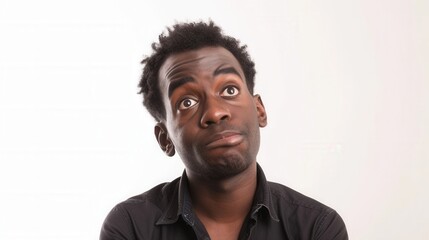 Obraz premium Black man looking confused isolated on a white background