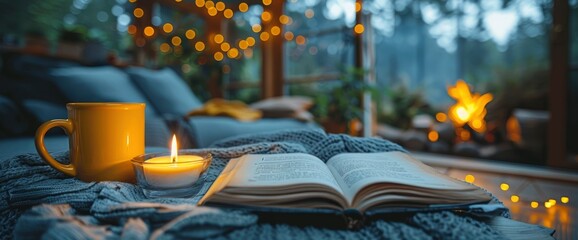 Fototapeta premium A Vibrant Collage Captured Campfire-Inspired Poetry And Literature, Reflecting Creativity And Inspiration