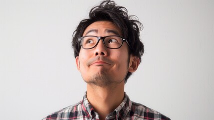 Obraz premium Japanese man looking confused isolated on a white background