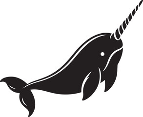 Narwhal silhouette vector icon illustration. © SubrotoBasak