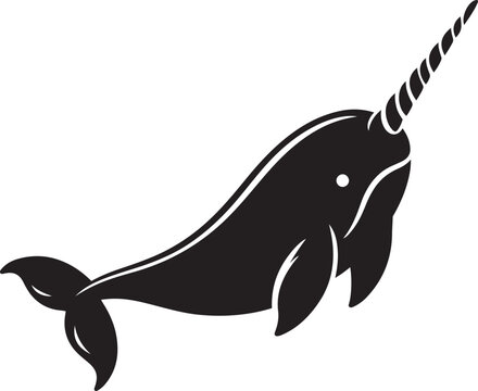 recommend clip art: Narwhal silhouette vector icon illustration.