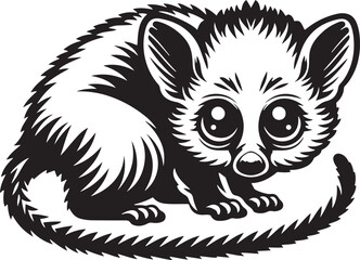 Silhouette of Aye Aye animal vector illustration.