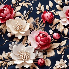 Seamless 3D Floral Background Pattern