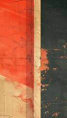 An abstract art piece with geometric shapes, featuring a distressed texture and grunge background. The worn-out surface and faded colours give it a vintage, retro feel.