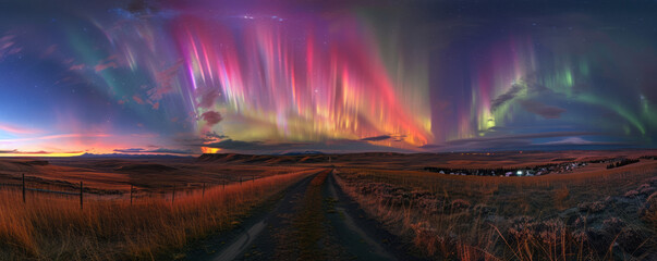 A northern lights display dancing across the night sky, their ethereal glow illuminating the landscape.
