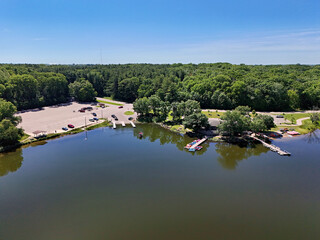 Pierce Lake at Rock Cut State Park in Illinois Concession and boat launch area