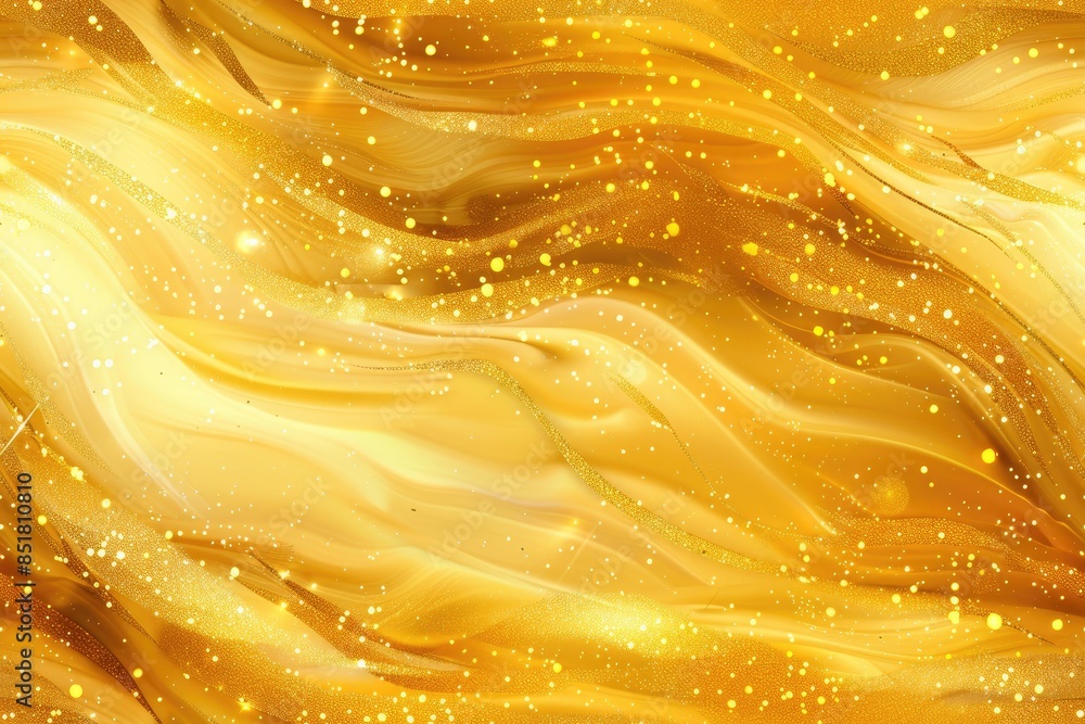 Poster a gold and yellow background with a lot of sparkles. the background is a gold color and the sparkles