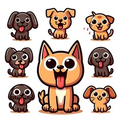 Fototapeta premium A group of cartoon dog design graphics relevant.
