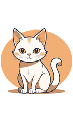 Obraz premium A cat sitting down 2d vector flat color flat line eps illustration