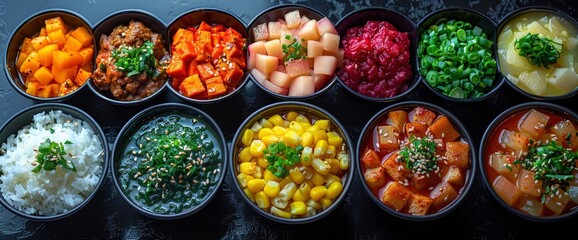 A Vibrant Collage Displayed Various School Cafeteria Lunches, Reflecting The Diversity And Creativity In Meals